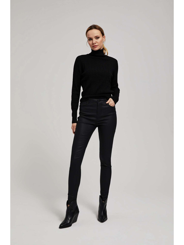 Moodo Tenký sveter so stojačkou čierny Moodo