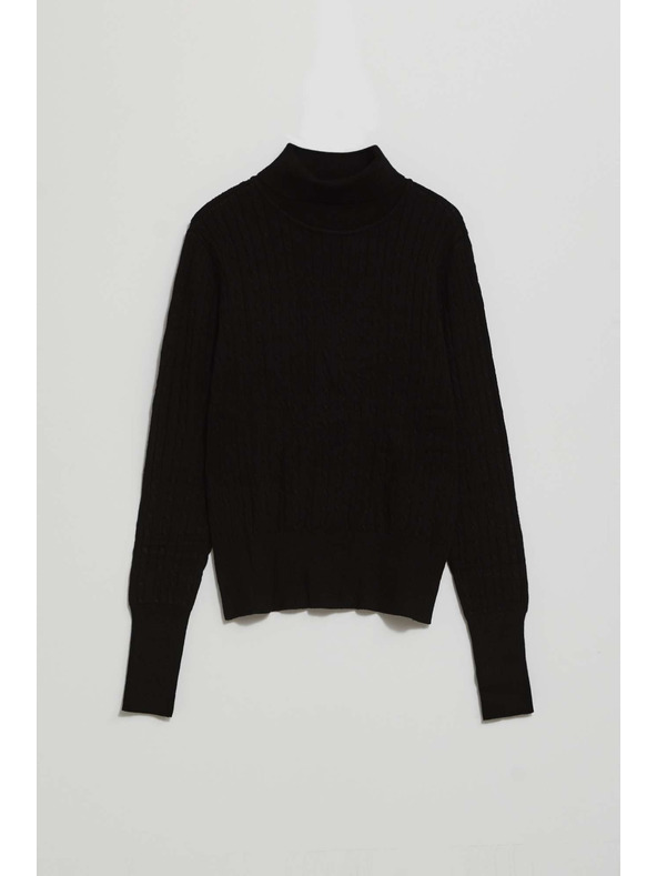 Moodo Tenký sveter so stojačkou čierny Moodo