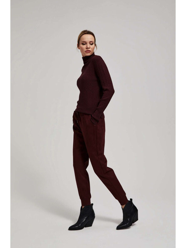 Moodo Tenký sveter so stojačkou gaštanový Moodo