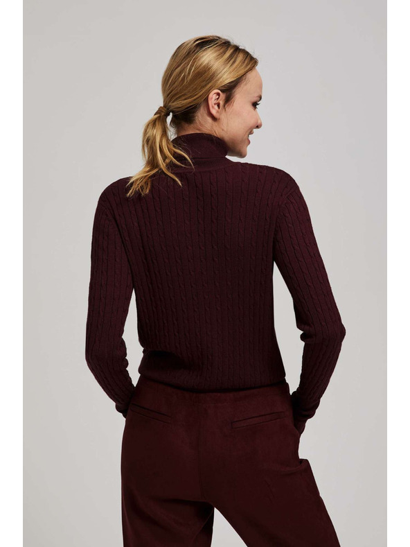 Moodo Tenký sveter so stojačkou gaštanový Moodo