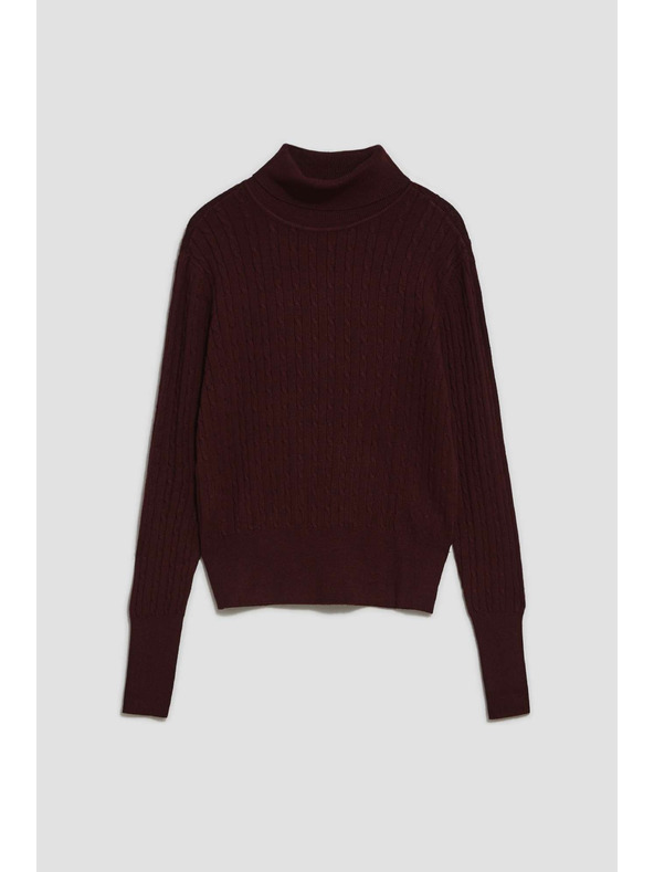 Moodo Tenký sveter so stojačkou gaštanový Moodo