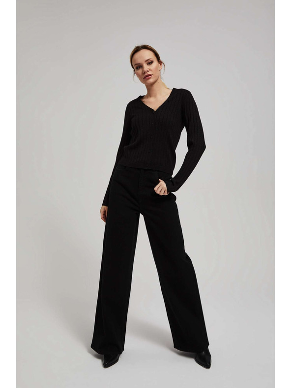 Moodo Sveter zdobený metalickou niťou čierny Moodo