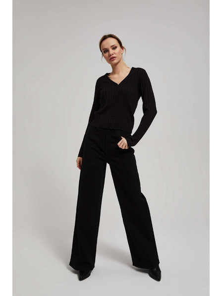 Moodo Sveter zdobený metalickou niťou čierny Moodo