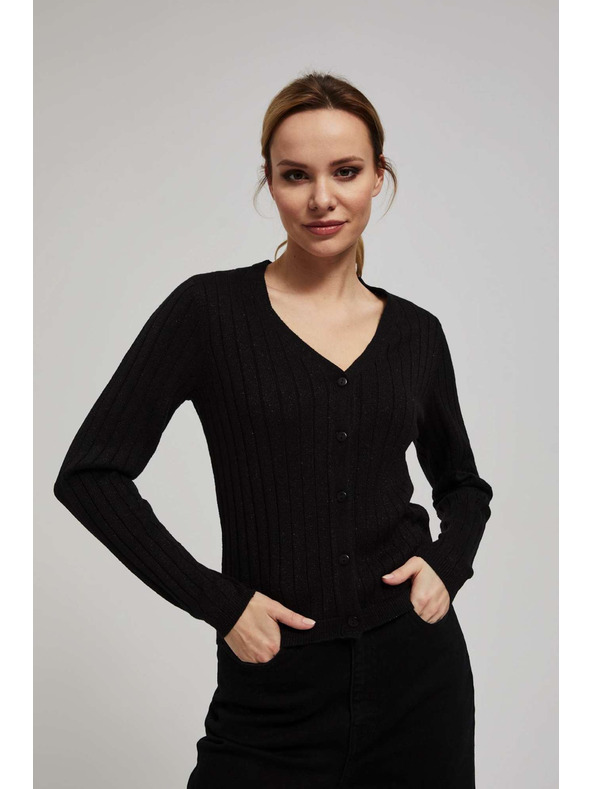 Moodo Sveter zdobený metalickou niťou čierny Moodo