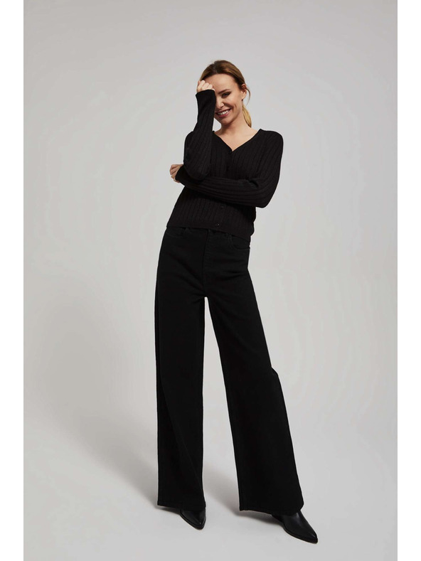 Moodo Sveter zdobený metalickou niťou čierny Moodo