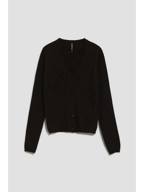 Moodo Sveter zdobený metalickou niťou čierny Moodo