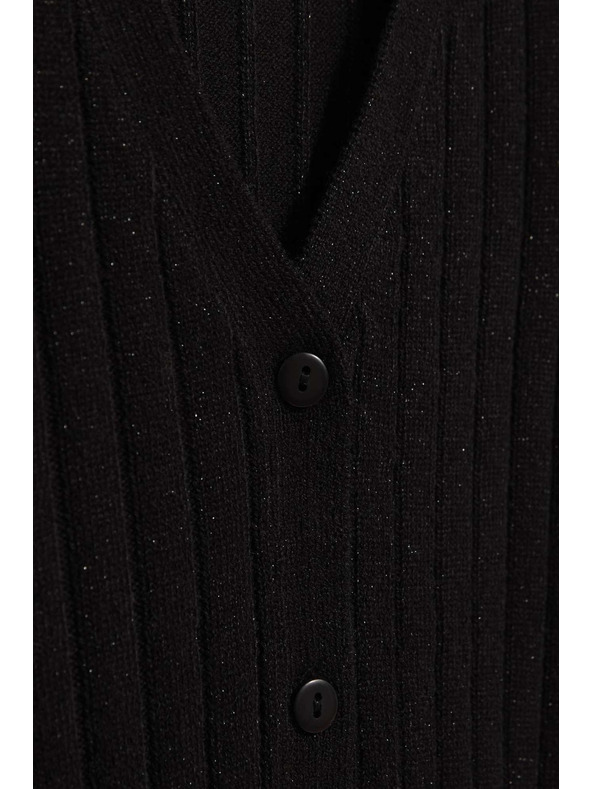 Moodo Sveter zdobený metalickou niťou čierny Moodo