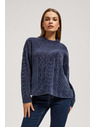 Moodo Sveter s ozdobným pletencom tmavo modrý Moodo