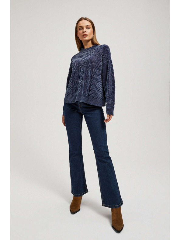 Moodo Sveter s ozdobným pletencom tmavo modrý Moodo