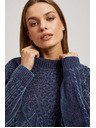 Moodo Sveter s ozdobným pletencom tmavo modrý Moodo