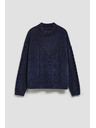 Moodo Sveter s ozdobným pletencom tmavo modrý Moodo