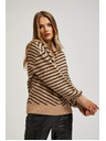 Moodo Sveter s prúžkami béžovo-čierny Moodo
