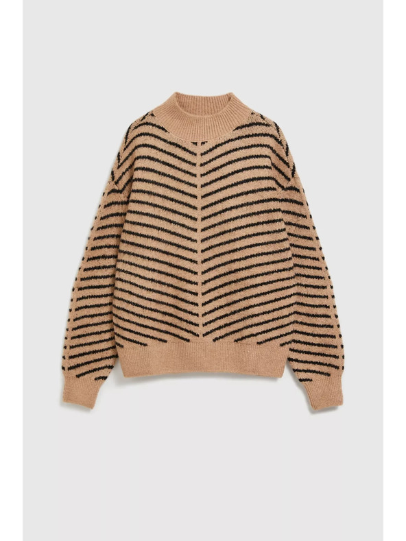 Moodo Sveter s prúžkami béžovo-čierny Moodo