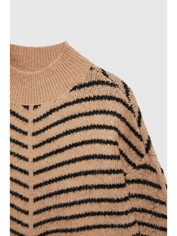 Moodo Sveter s prúžkami béžovo-čierny Moodo