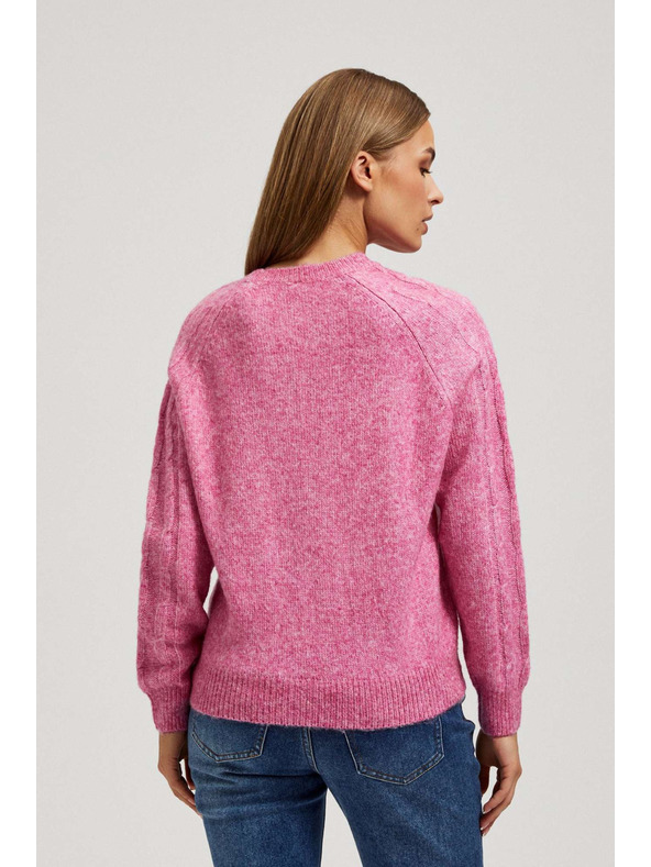 Moodo Sveter s ozdobným pletencom fuchsiový Moodo