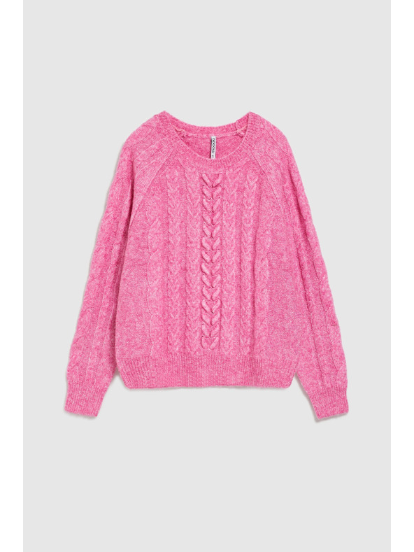 Moodo Sveter s ozdobným pletencom fuchsiový Moodo