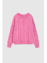 Moodo Sveter s ozdobným pletencom fuchsiový Moodo