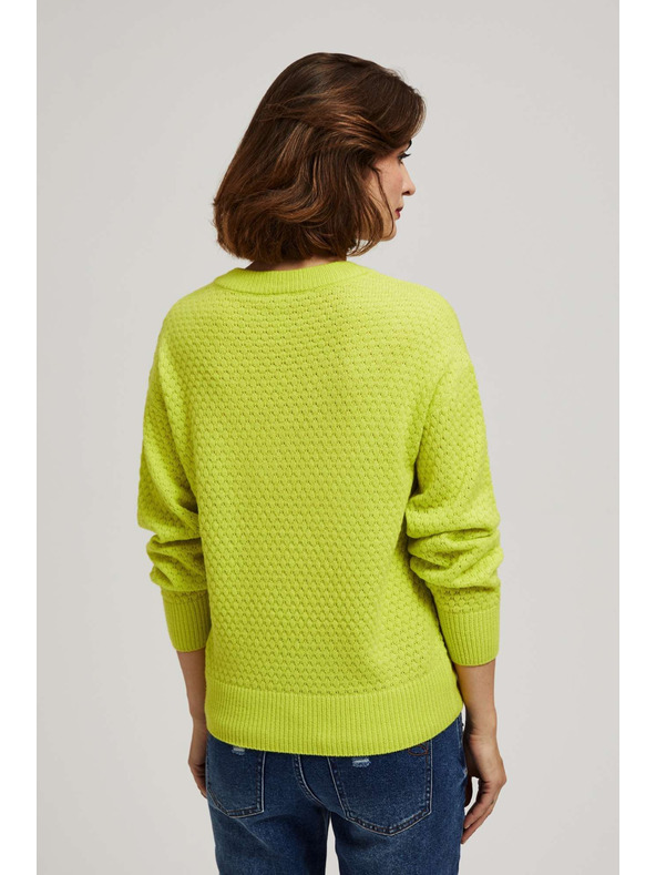 Moodo Sveter s výstrihom do V limetkový Moodo