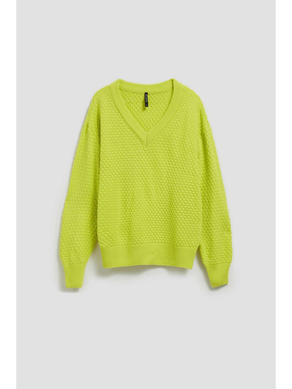 Moodo Sveter s výstrihom do V limetkový Moodo