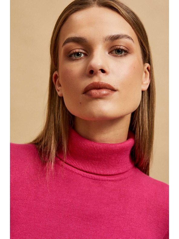 Moodo Sveter so stojačkou fuchsiový Moodo