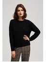 Moodo Sveter s ozdobným vzorom pletenia a dlhými rukávmi čierny Moodo