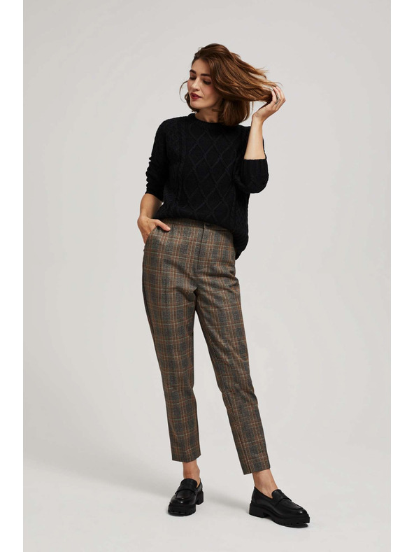 Moodo Sveter s ozdobným vzorom pletenia a dlhými rukávmi čierny Moodo