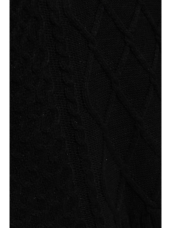 Moodo Sveter s ozdobným vzorom pletenia a dlhými rukávmi čierny Moodo