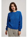 Moodo Azúrový sveter s okrúhlym výstrihom Moodo
