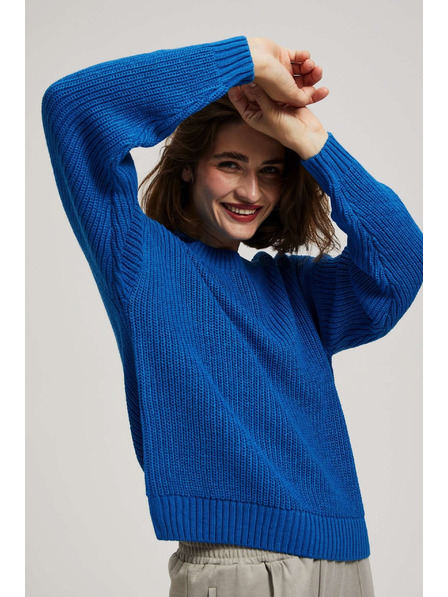 Moodo Azúrový sveter s okrúhlym výstrihom Moodo