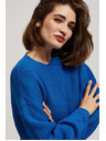 Moodo Azúrový sveter s okrúhlym výstrihom Moodo