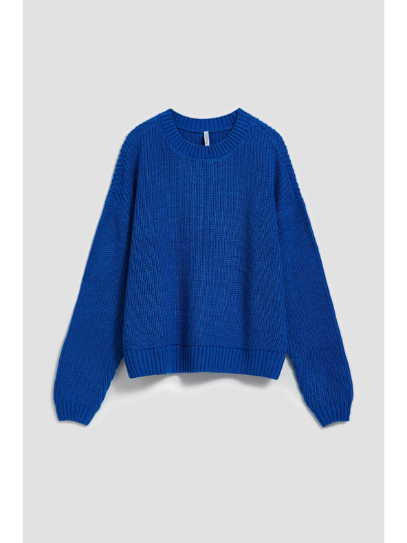 Moodo Azúrový sveter s okrúhlym výstrihom Moodo