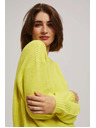 Moodo Limetkový sveter s okrúhlym výstrihom Moodo