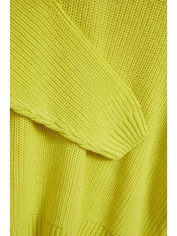 Moodo Limetkový sveter s okrúhlym výstrihom Moodo