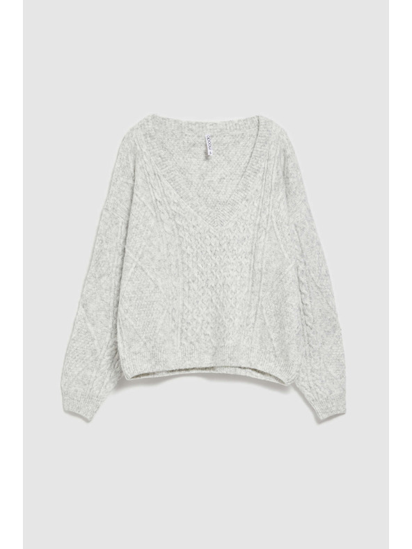 Moodo Sveter s výstrihom do V sivý Moodo
