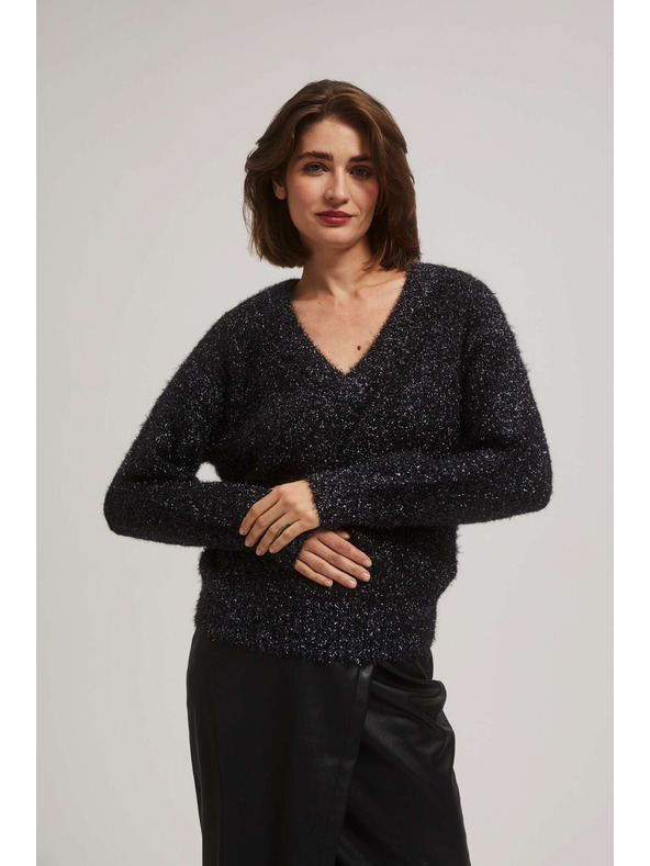 Moodo Sveter s výstrihom do V a metalickou niťou Moodo