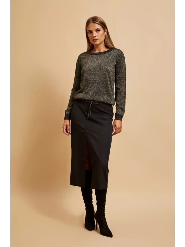 Moodo Čierny sveter s metalickým vláknom Moodo