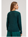Moodo Priliehavý sveter s výstrihom do V smaragdový Moodo