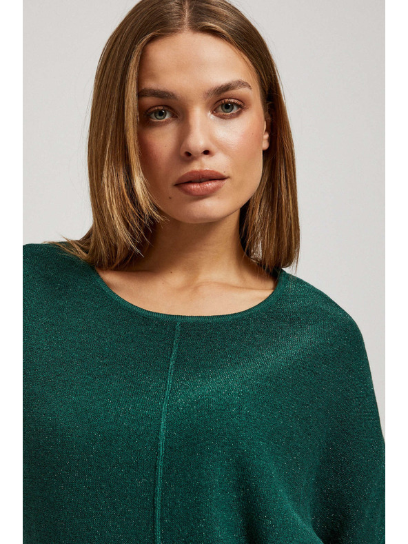 Moodo Oversize sveter s metalickou niťou smaragdový Moodo