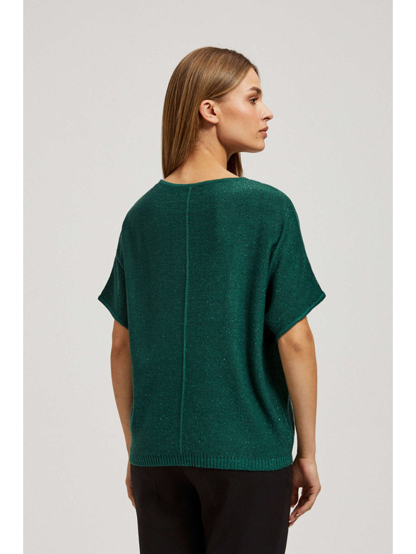Moodo Oversize sveter s metalickou niťou smaragdový Moodo