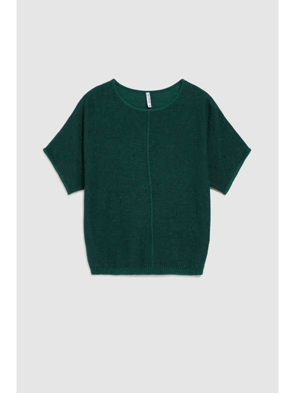 Moodo Oversize sveter s metalickou niťou smaragdový Moodo