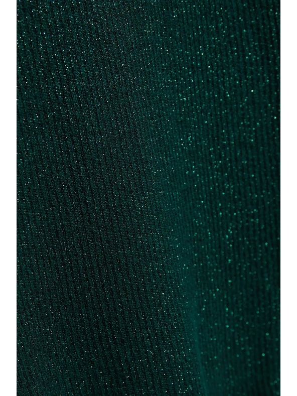 Moodo Sveter so stojačikom zdobený metalickou niťou smaragdový Moodo