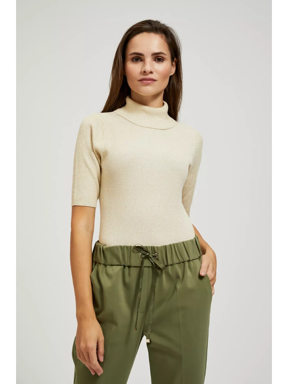 Moodo Sveter so stojačikom zdobený metalickou niťou perleťový Moodo