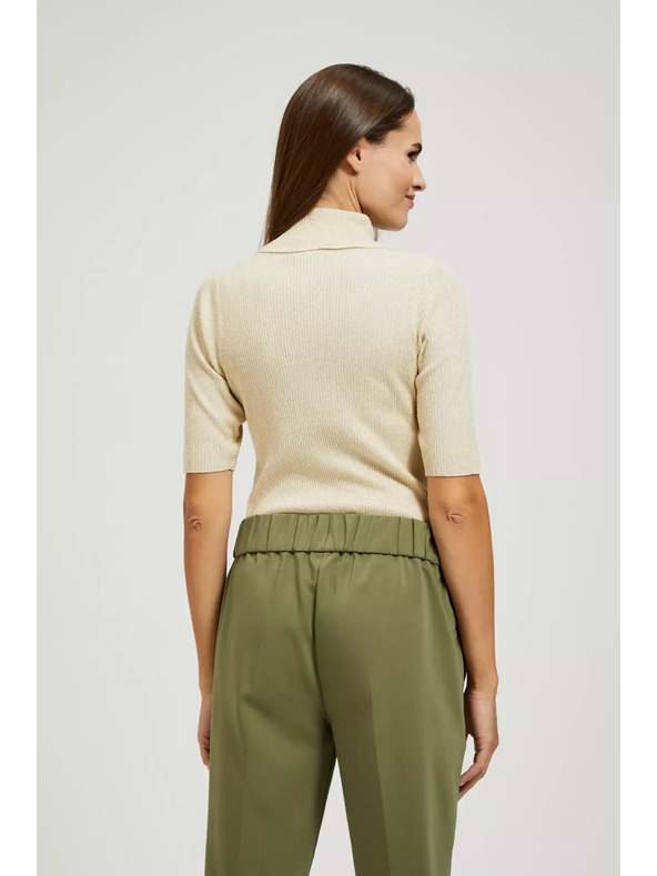 Moodo Sveter so stojačikom zdobený metalickou niťou perleťový Moodo