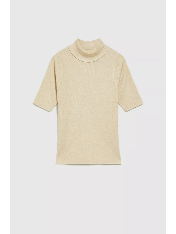 Moodo Sveter so stojačikom zdobený metalickou niťou perleťový Moodo