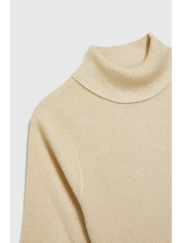 Moodo Sveter so stojačikom zdobený metalickou niťou perleťový Moodo