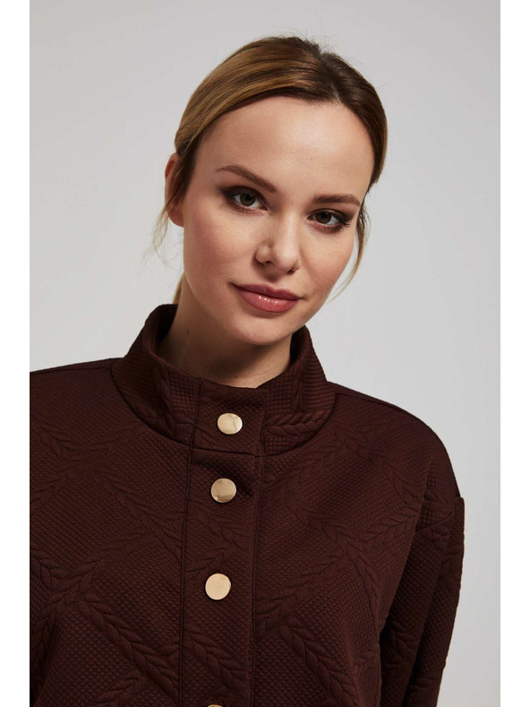 Moodo Mikina so ozdobnými gombíkmi hnedá Moodo