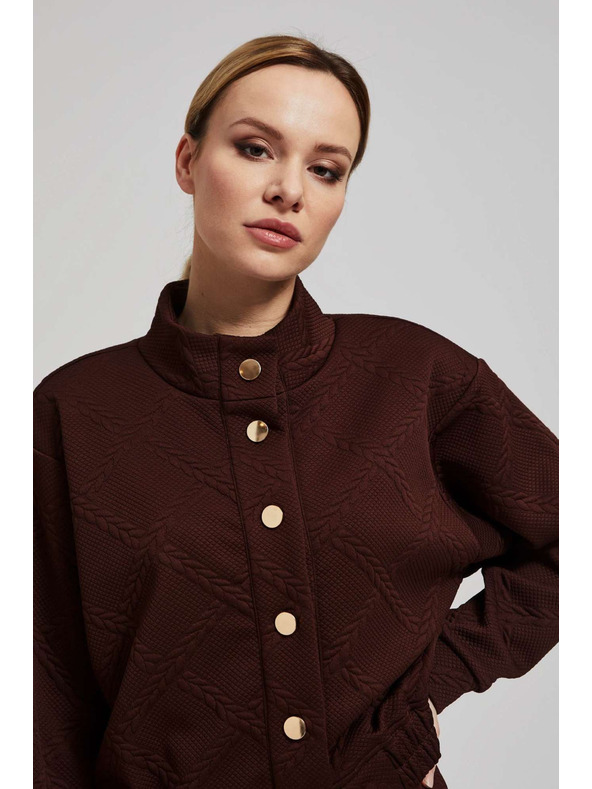 Moodo Mikina so ozdobnými gombíkmi hnedá Moodo