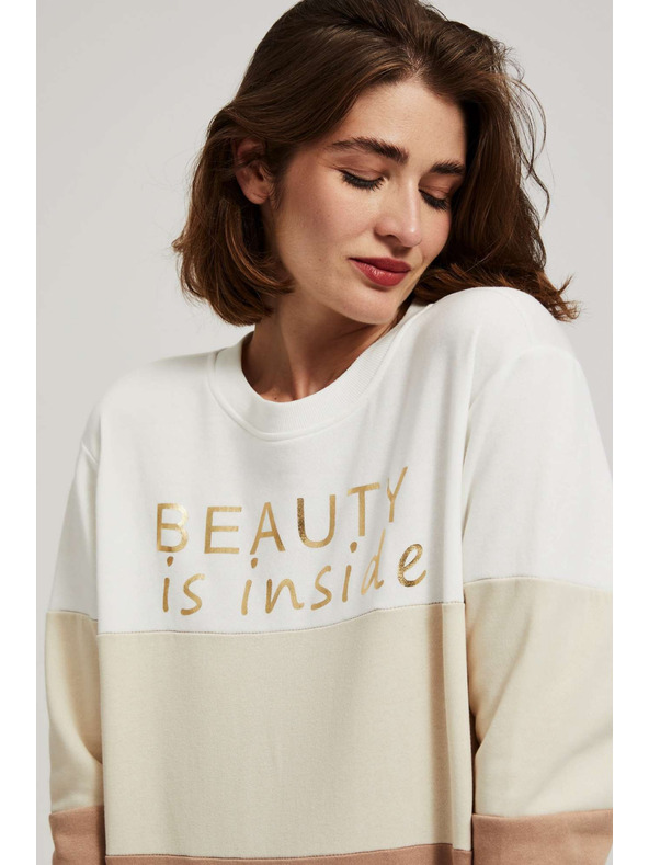 Moodo Sveter s potlačou tmavobéžový Moodo