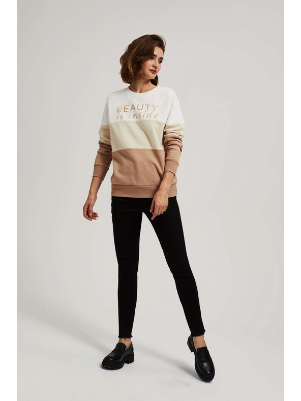 Moodo Sveter s potlačou tmavobéžový Moodo