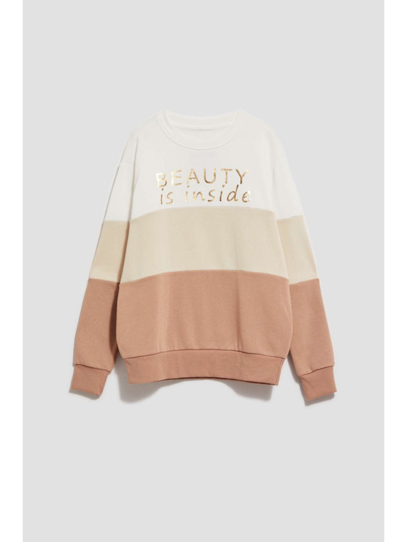 Moodo Sveter s potlačou tmavobéžový Moodo